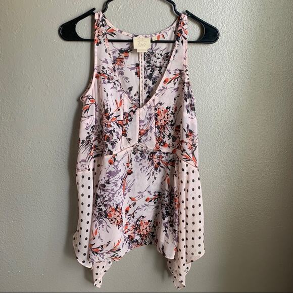 Anthropologie Vanessa Staring At Stars Pink Floral Flowy Tank Top Size XS - Picture 2 of 6